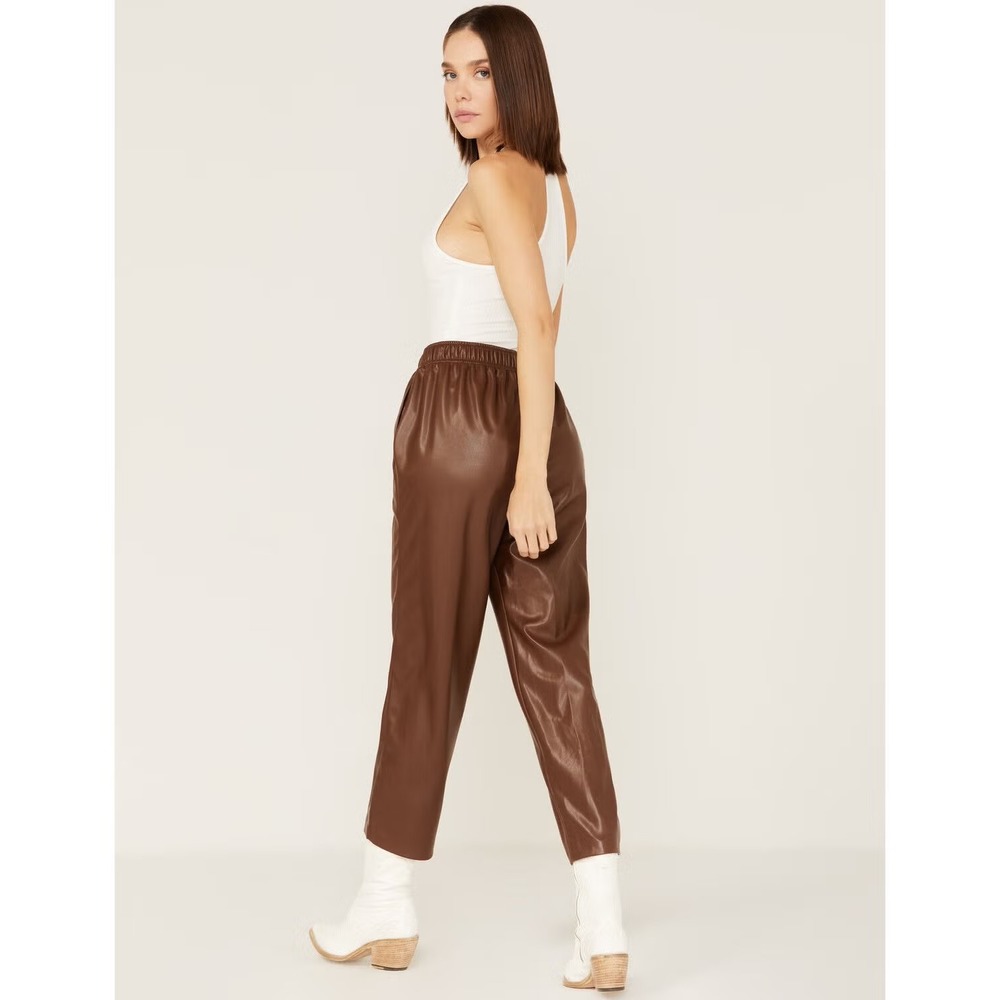 Ariat Womens Brown Faux Leather Western Jogger Pants High Rise Size L‎ 1005037